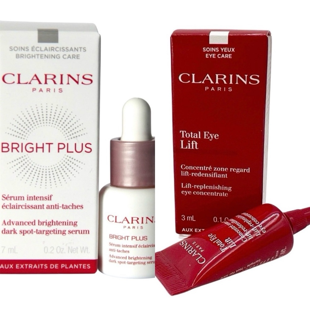 Clarins Bundle - Total Eye Lift & Bright Plus Serum Travel Mini Size New in Box